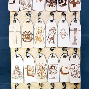 Wooden Religious Keychain Display